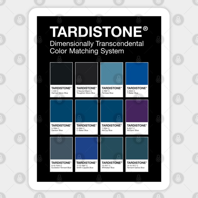 TARDISTONE colour chart (whiteout) Sticker by andrew_kelly_uk@yahoo.co.uk